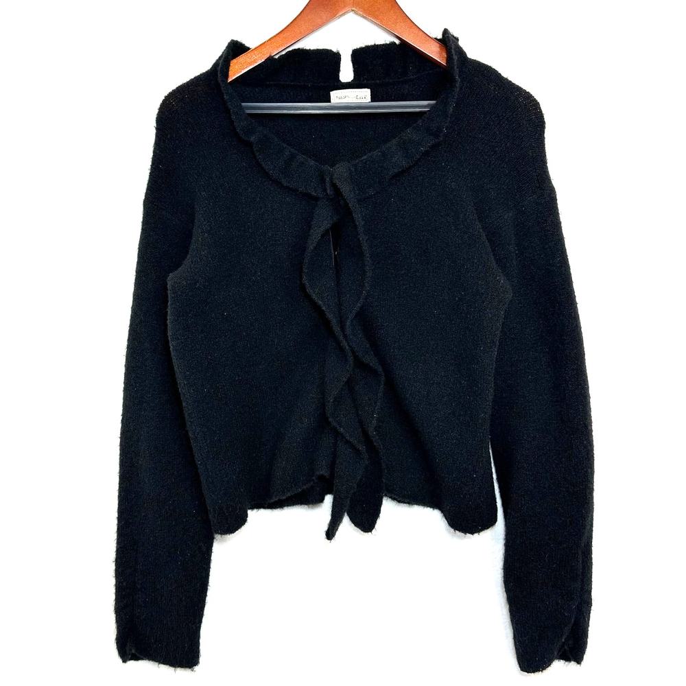 Neesh by D.A.R Anthropologie M/L Goth Black Merino Wool‎ Ruffle Sweater Romantic